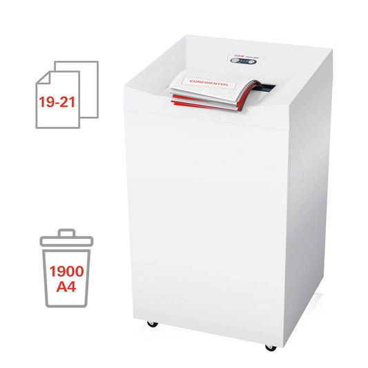 HSM Pure 830 Aktenvernichter mit Partikelschnitt P-5, 1,9 x 15 mm, bis , weiß | 2382131