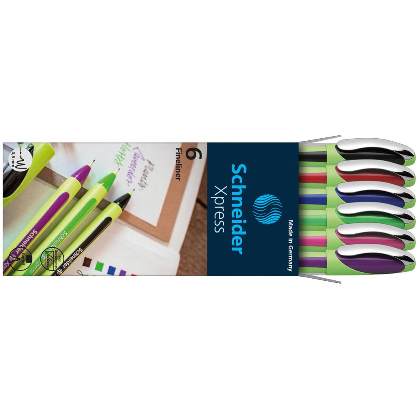 Schneider Xpress Fineliner farbsortiert 0,8 mm | 190086 | 1 Pack = 6 St.