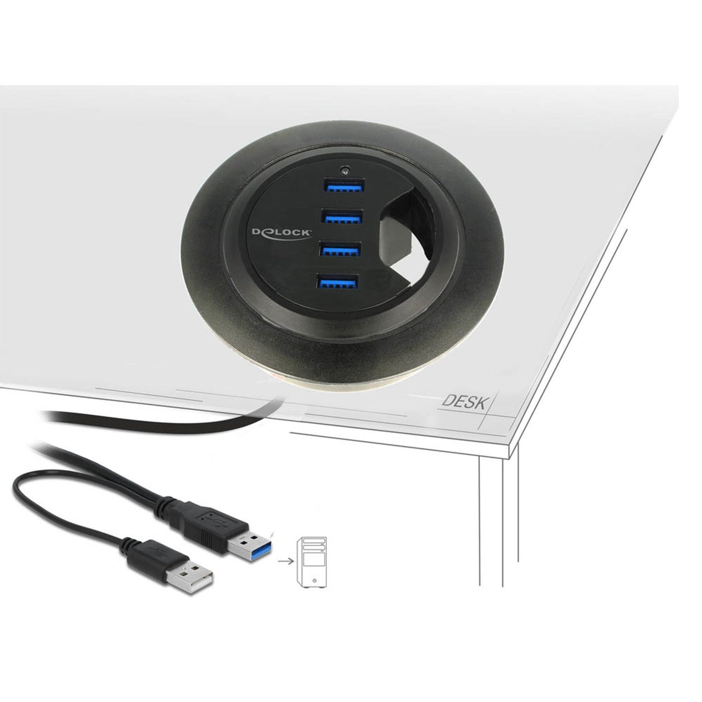 DeLOCK USB-Hub 4-fach schwarz | 62868