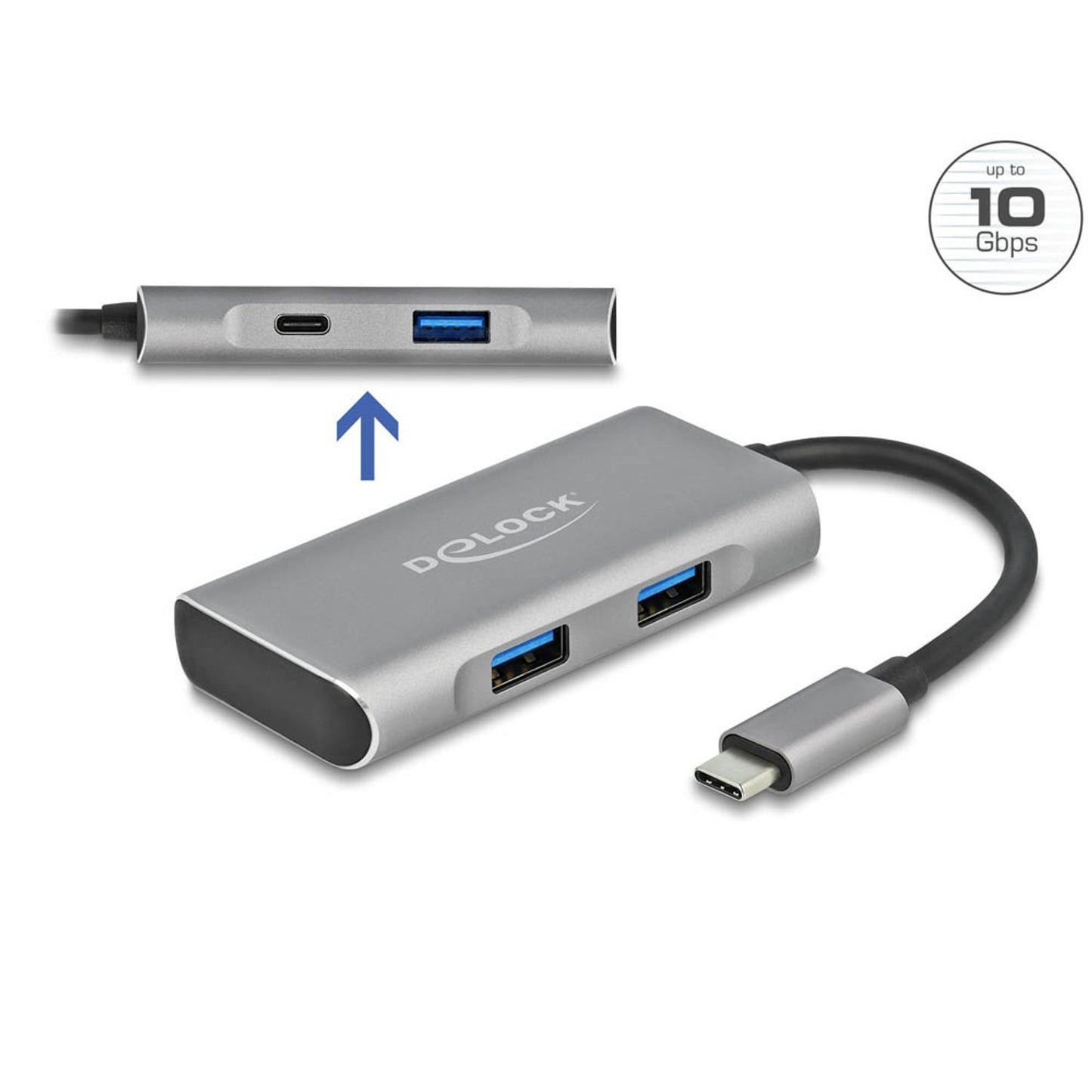 DeLOCK USB-Hub 4-fach silber | 63261
