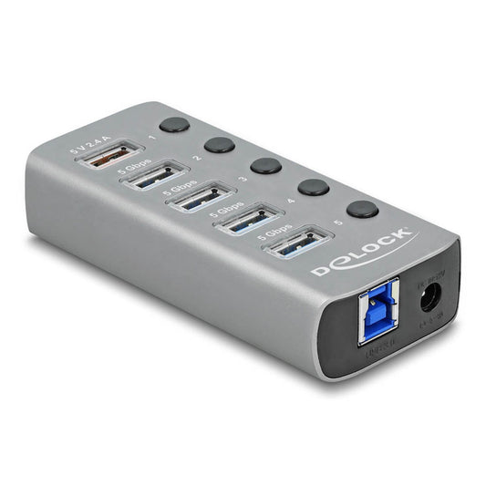 DeLOCK USB-Hub 5-fach grau | 63262