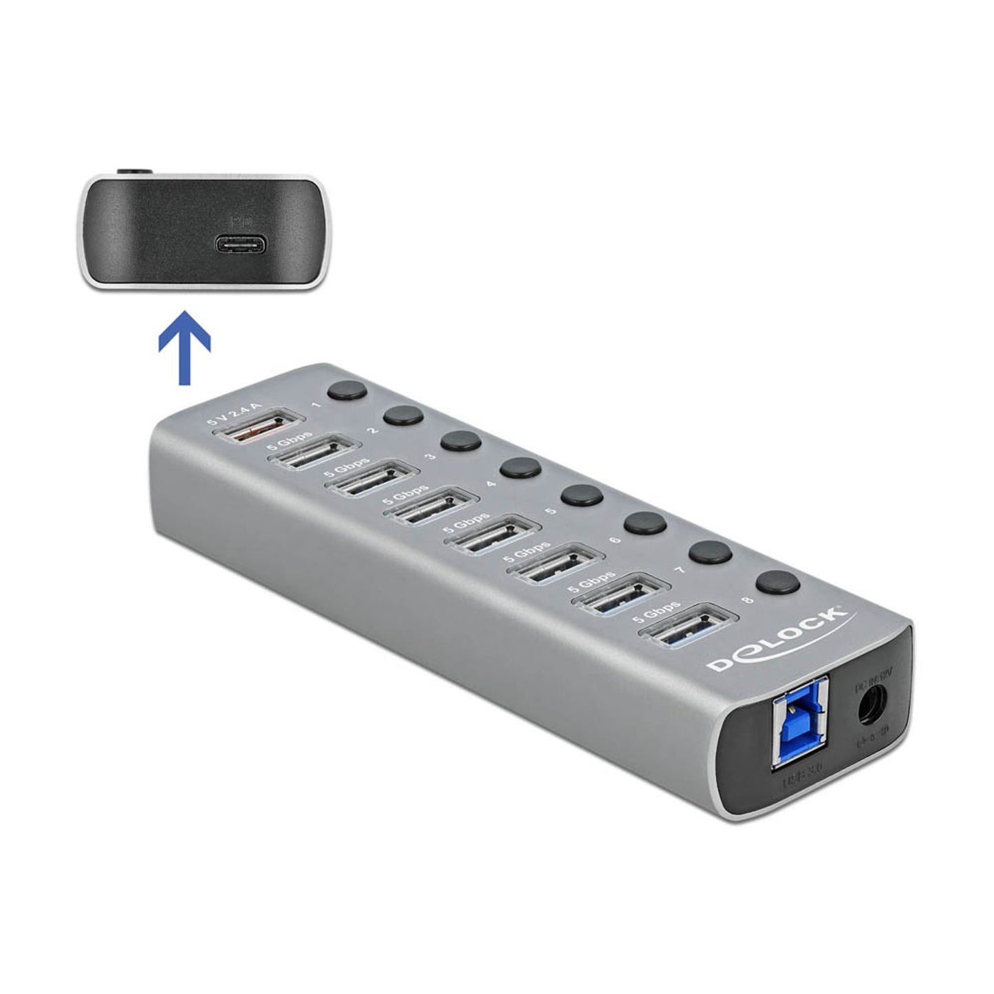 DeLOCK USB-Hub 7-fach grau | 63264