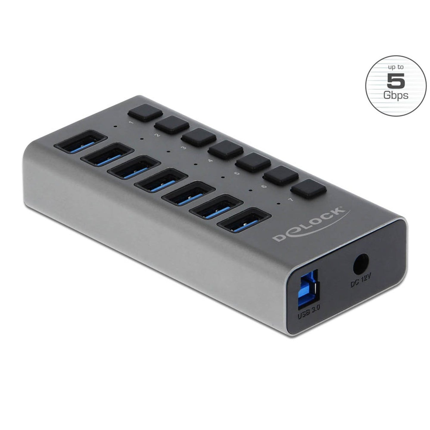 DeLOCK USB-Hub 7-fach grau | 63669