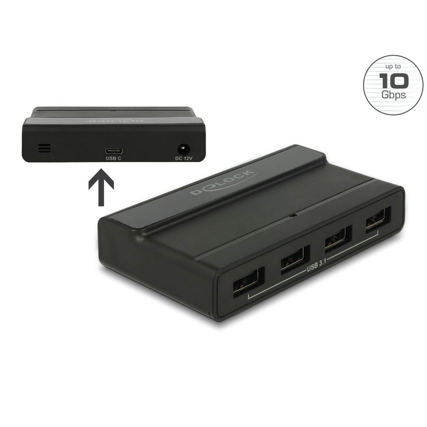DeLOCK USB-Hub 4-fach schwarz | 64053