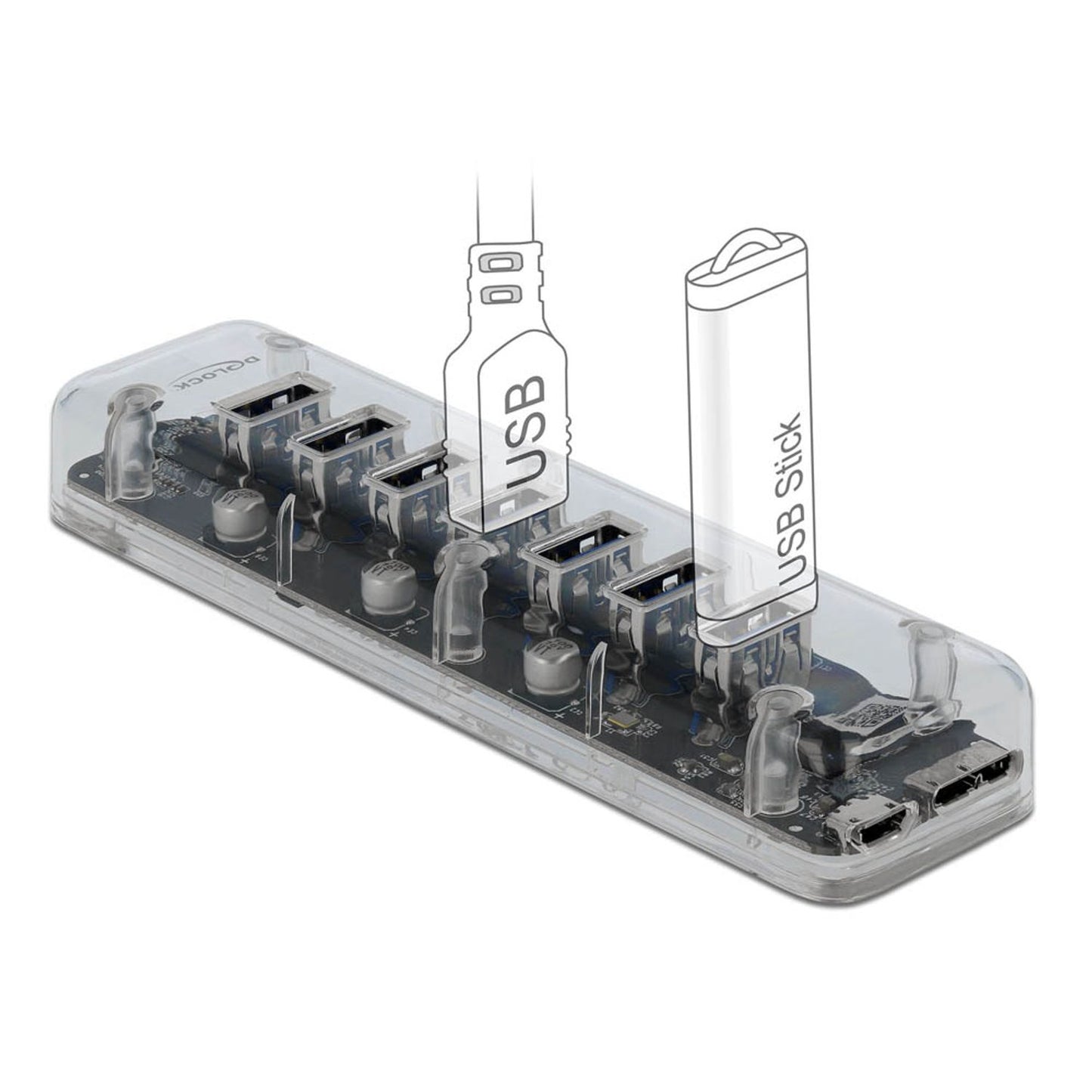DeLOCK USB-Hub 7-fach grau | 64088