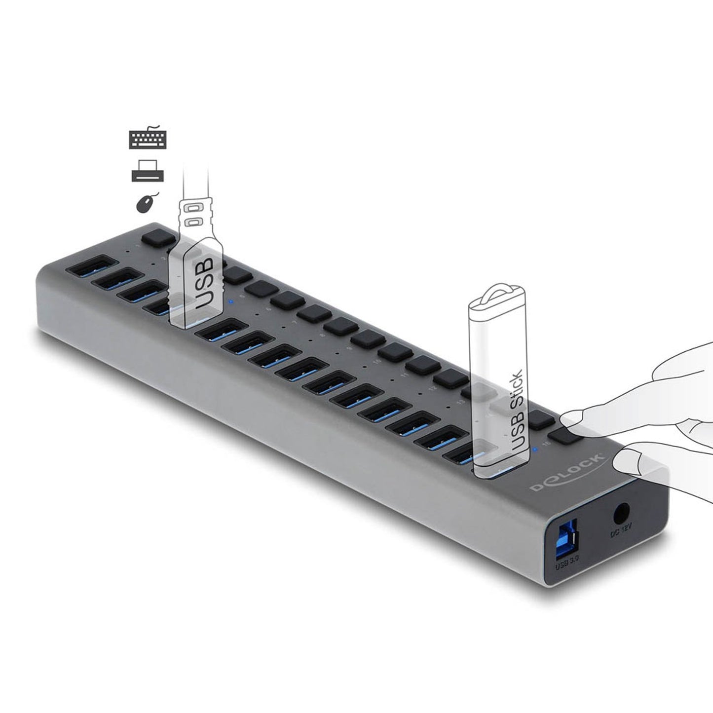 DeLOCK USB-Hub 16-fach grau | 63739