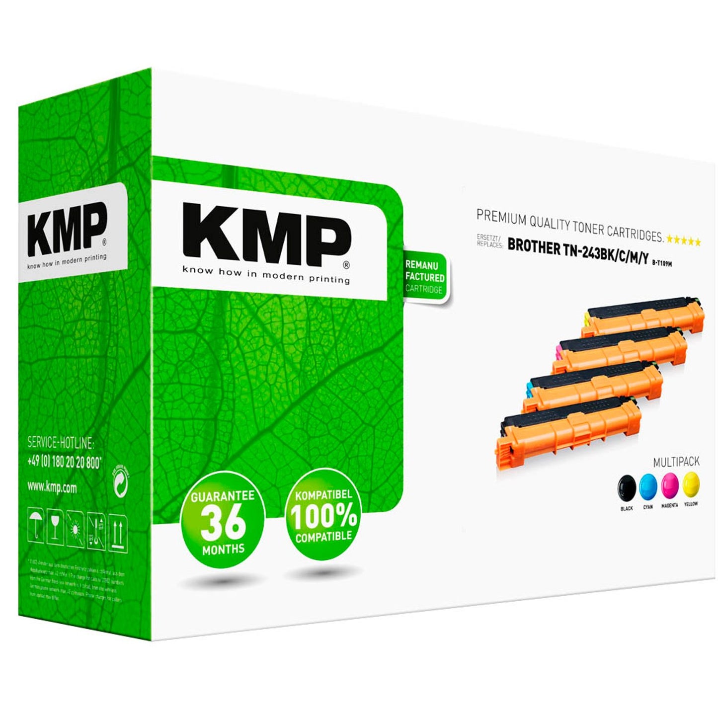 KMP B-T09M schwarz, cyan, magenta, gelb Toner kompatibel zu brother TN243BK/C/M/Y, 4er-Set | 1268,0005 | 1 Pack = 4 St.