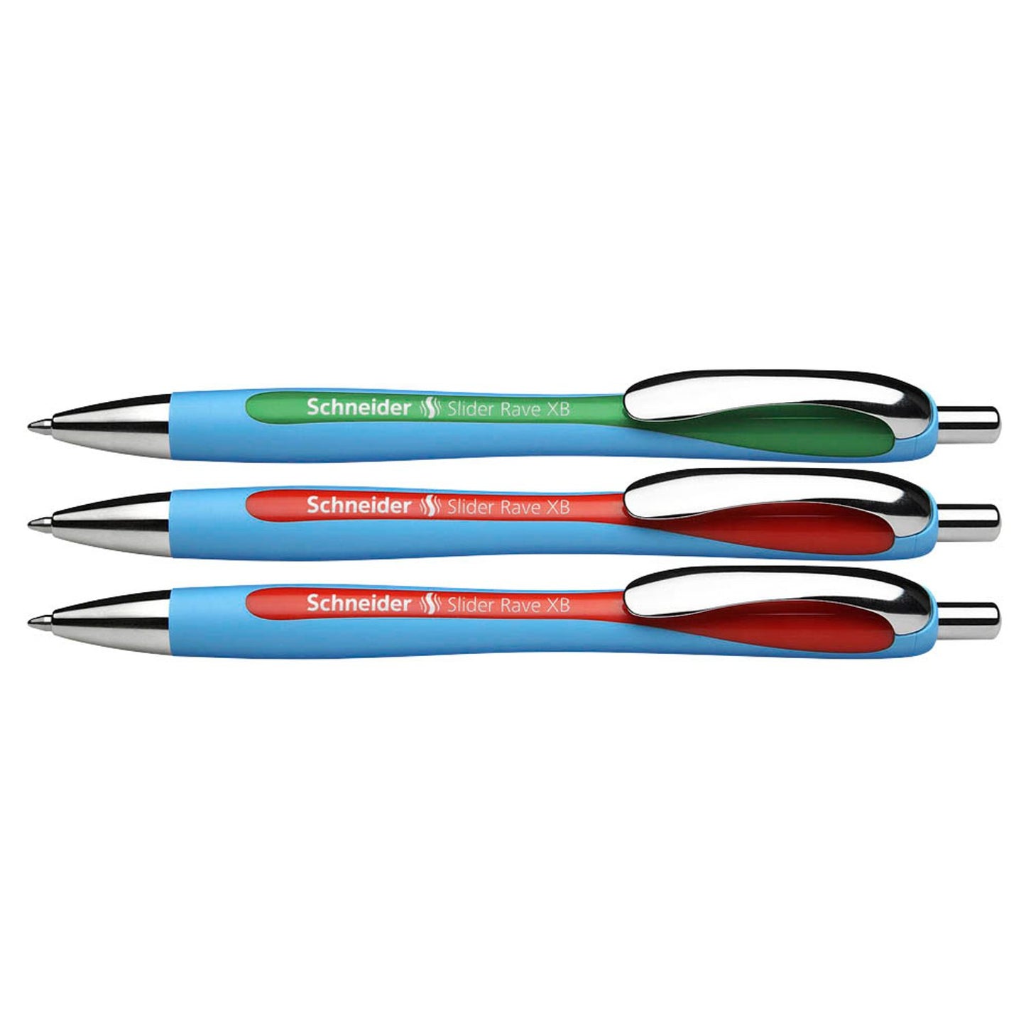 Schneider Kugelschreiber Slider Rave XB blau, Schreibfarbe: farbsortiert | 132597 | 1 Pack = 3 St.