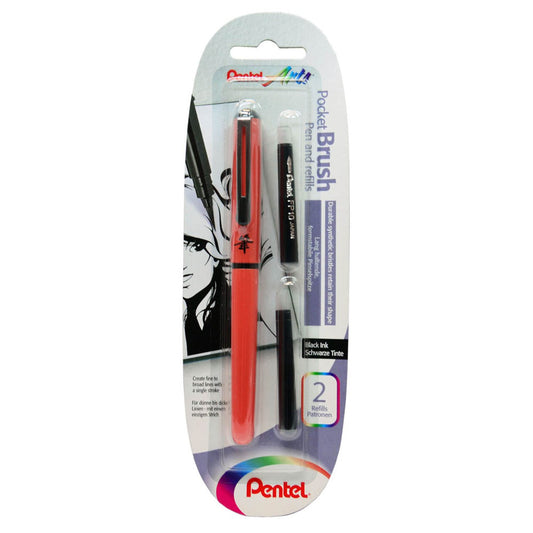 Pentel Pocket Brush Pen and refills Brush-Pen schwarz | XGFKPF/FP10