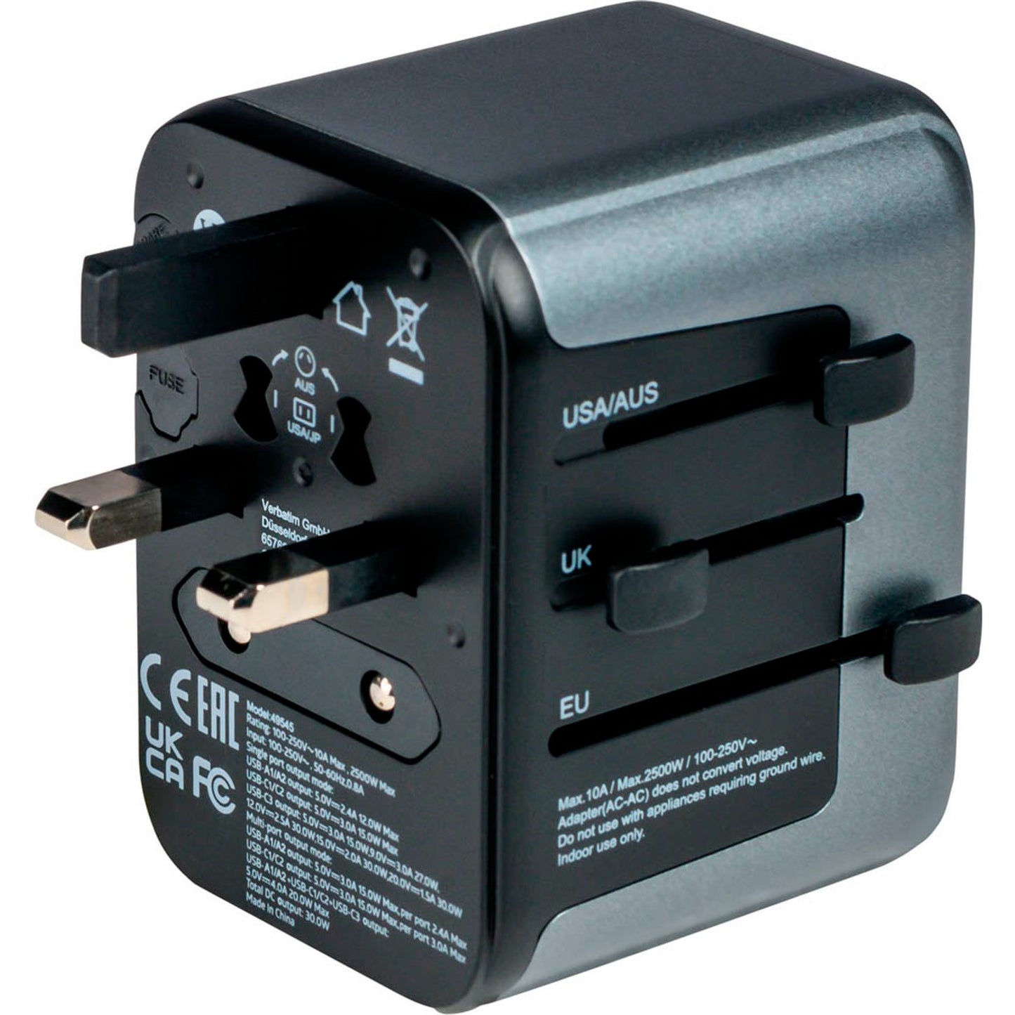 verbatim UTA-03 Reise-Ladeadapter schwarz, grau, 30 W | 49545
