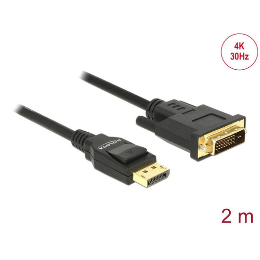 DeLOCK DisplayPort 1.2/DVI Kabel 4K 30 Hz 2,0 m schwarz | 85313