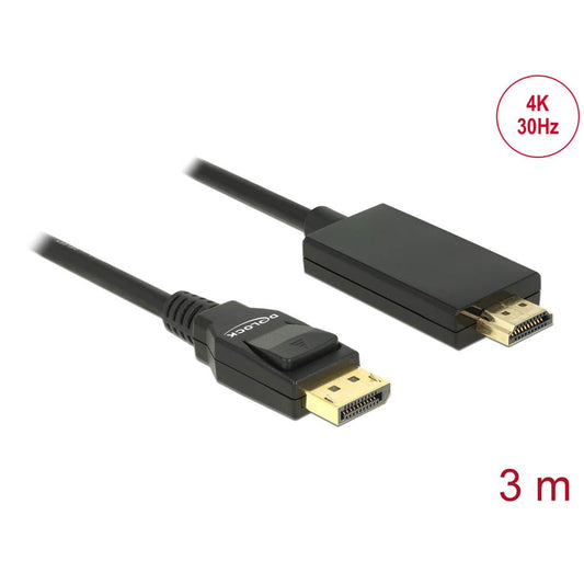 DeLOCK DisplayPort 1.2/High Speed HDMI Kabel 4K 30 Hz 3,0 m schwarz | 85318
