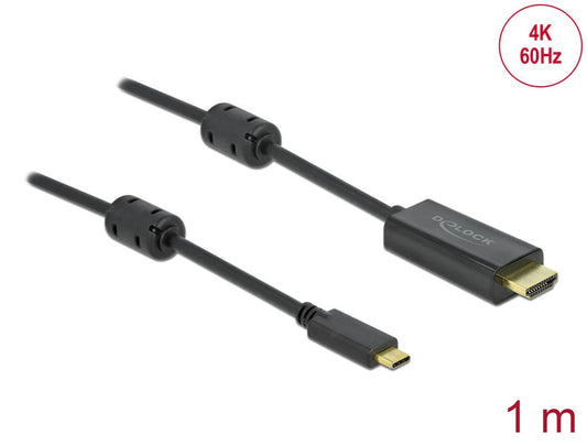 DeLOCK USB C/High Speed HDMI Kabel 4K 60 Hz schwarz, 1 St.
