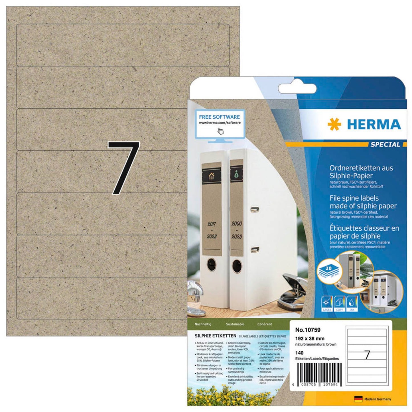 HERMA Ordneretiketten weiß | 10759 | 1 Pack = 20 Blatt