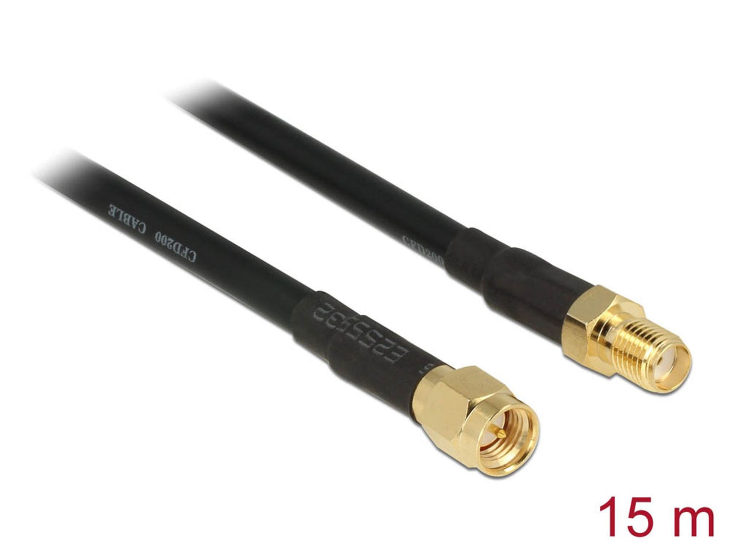DeLOCK SMA-Stecker/SMA-Buchse Antennenkabel CFD/RF200 low loss schwarz, 1 St.