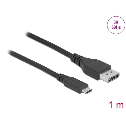 DeLOCK USB C/DisplayPort 1.4 Kabel 8 K 60 Hz 1,0 m schwarz | 86038