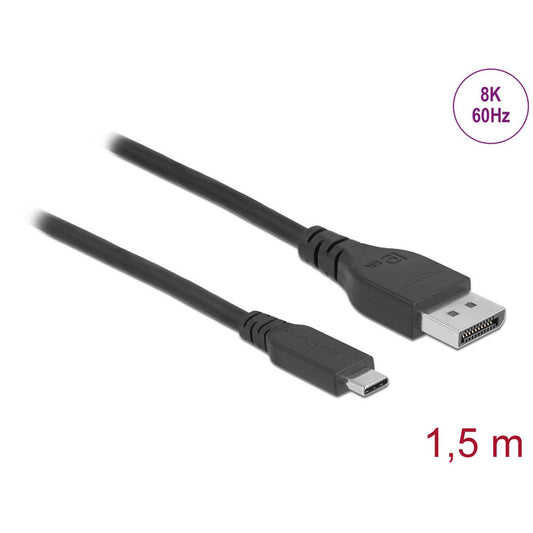 DeLOCK USB C/DisplayPort 1.4 Kabel 8K 60 Hz 1,5 m schwarz | 86040