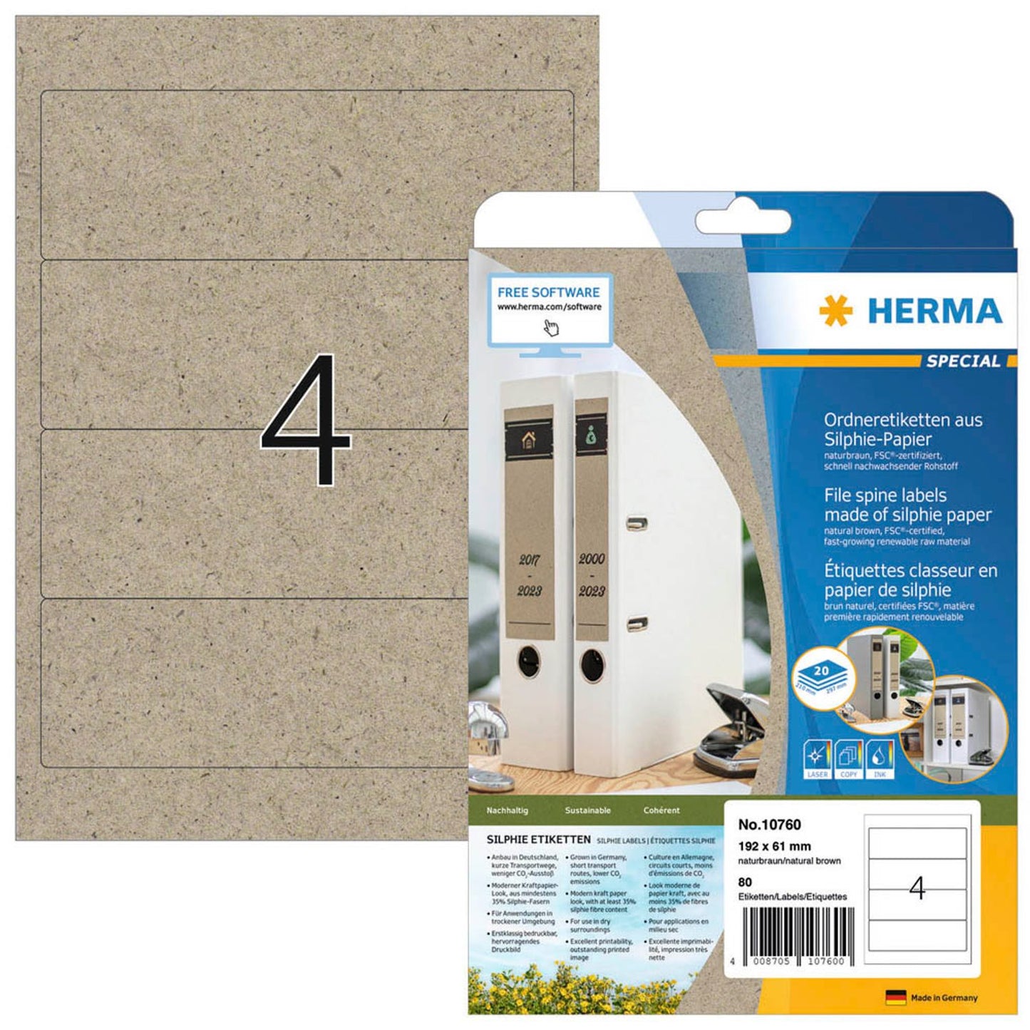 HERMA Ordneretiketten weiß | 10760 | 1 Pack = 20 Blatt