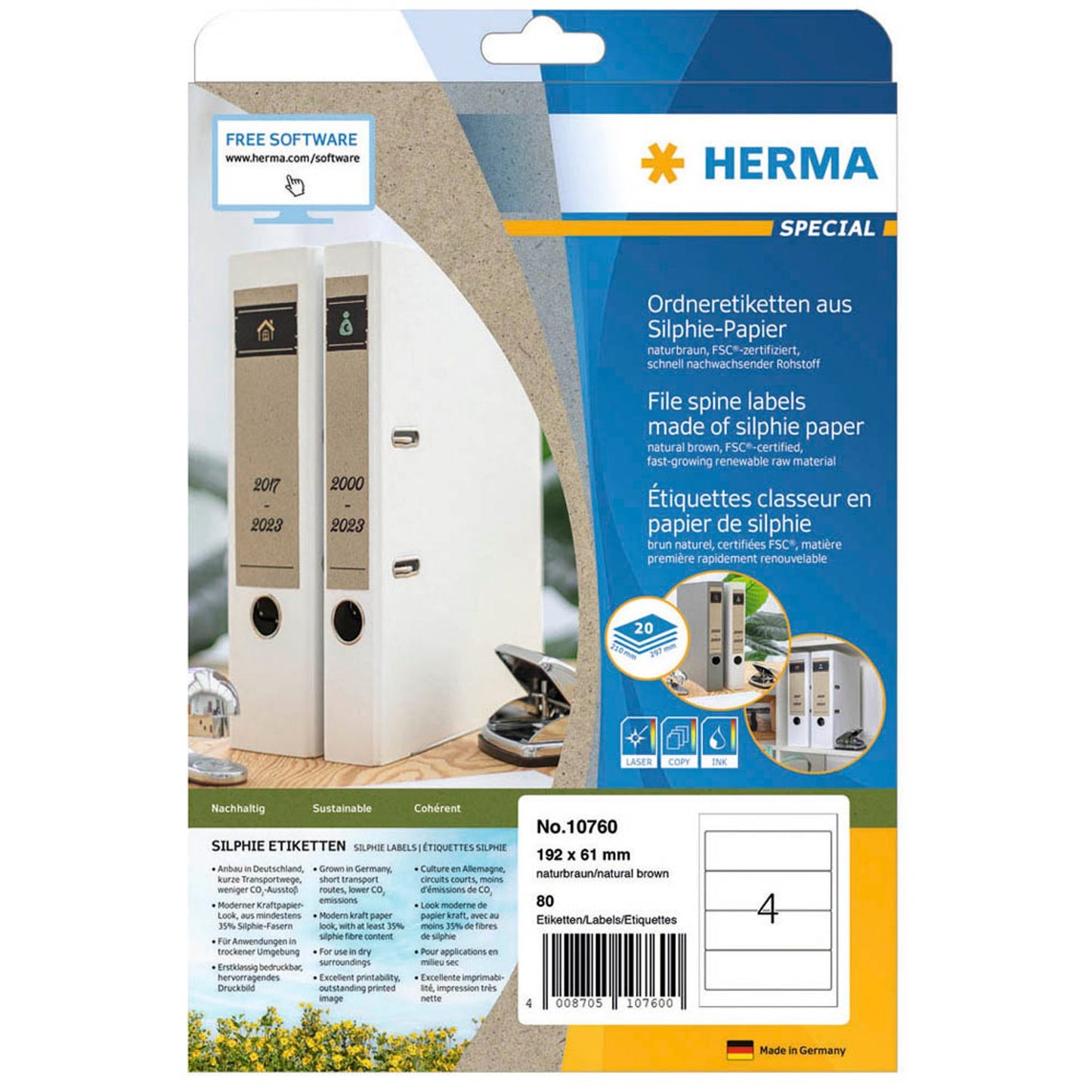 HERMA Ordneretiketten weiß | 10760 | 1 Pack = 20 Blatt