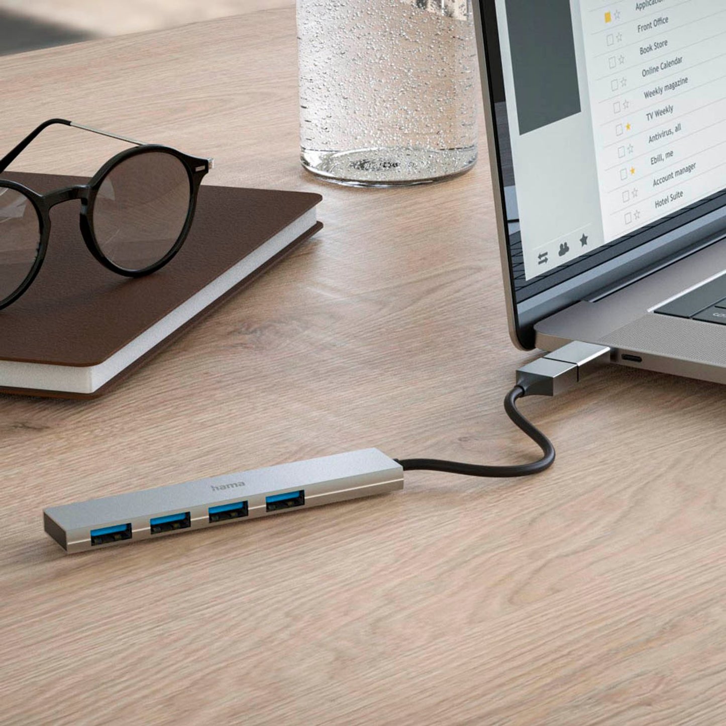 hama USB-Hub Ultra Slim 4-fach grau | 200141