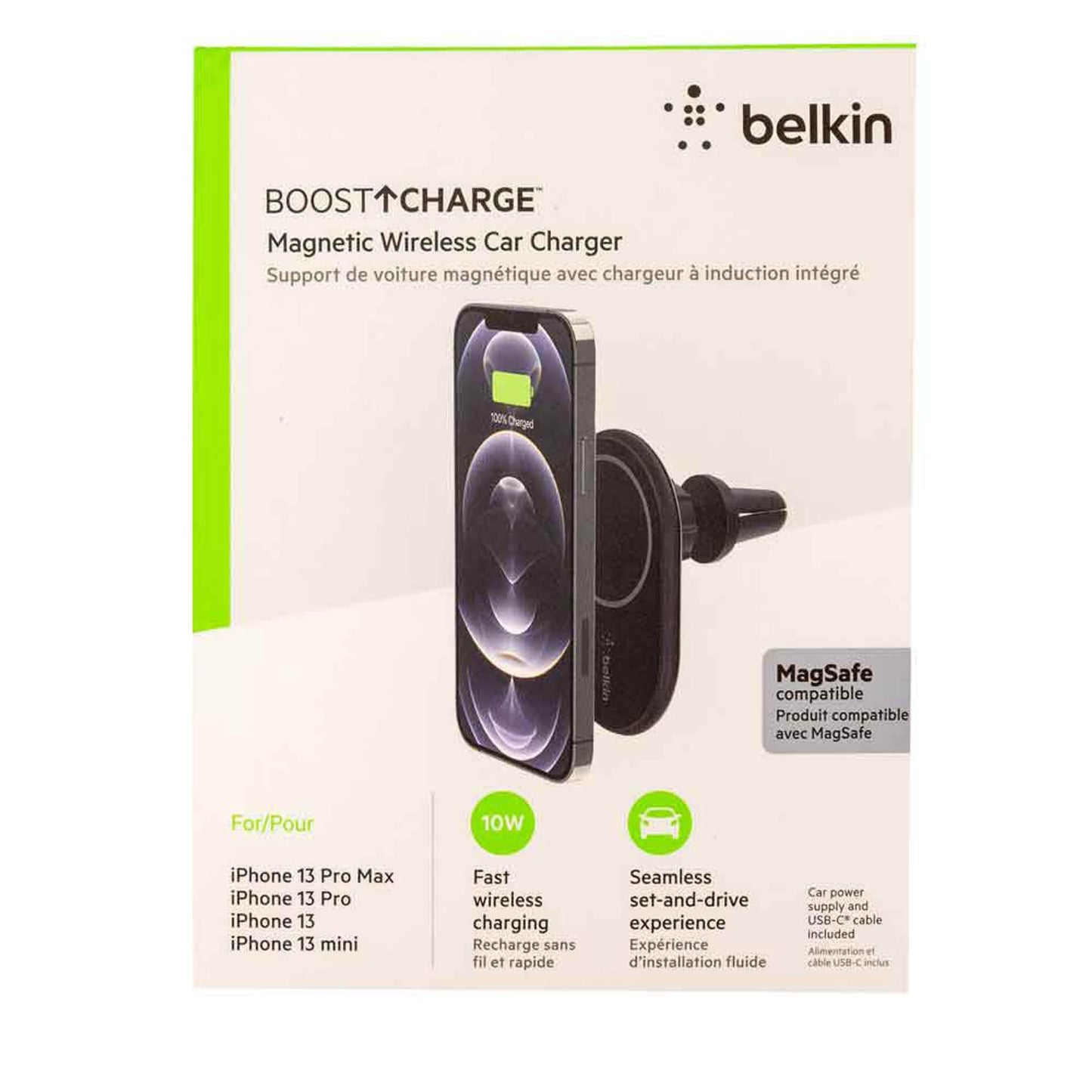belkin BoostCharge MagSafe Induktives Kfz-Ladegerät schwarz, Kabellänge: 1,2 m, 20 Watt | WIC004BTBK