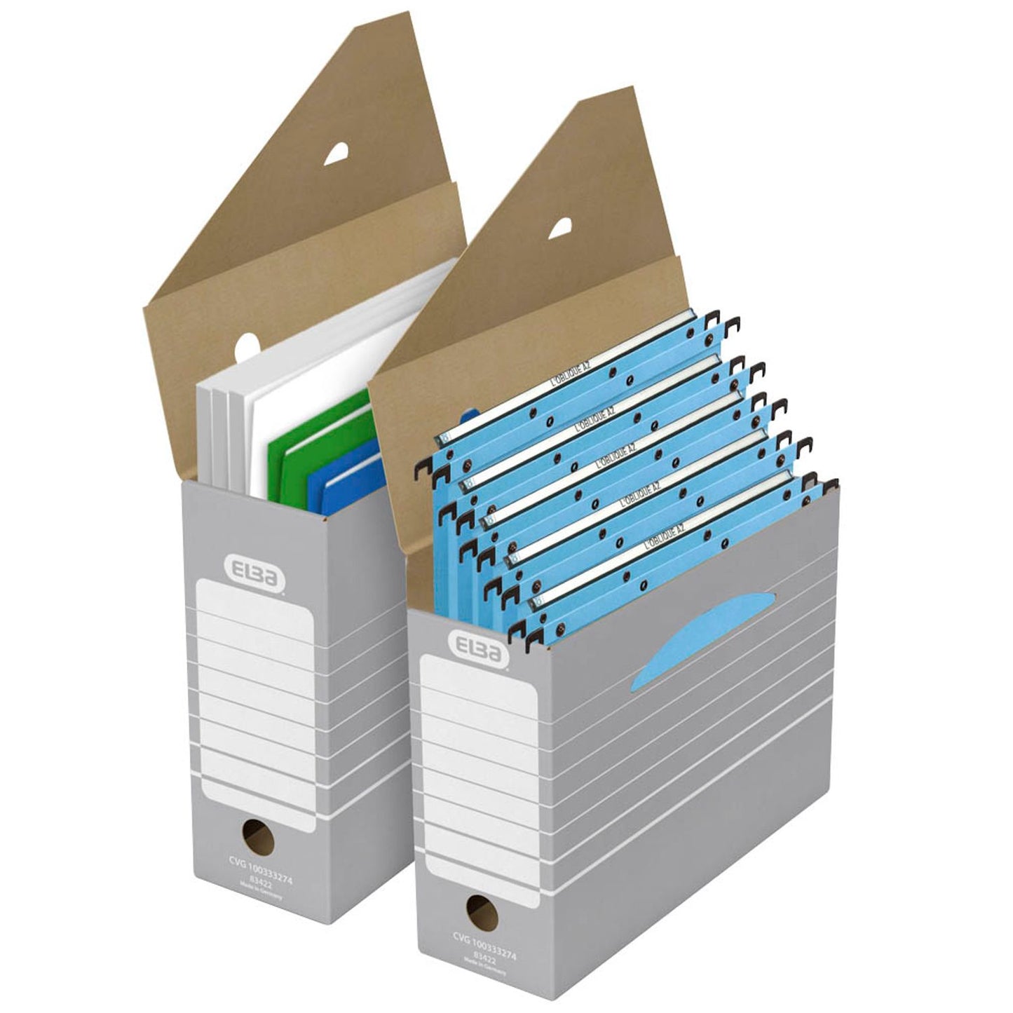 ELBA Archivboxen Tric grau/weiß 11,0 x 34,0 x 27,0 cm | 100333274 | 1 Pack = 10 St.