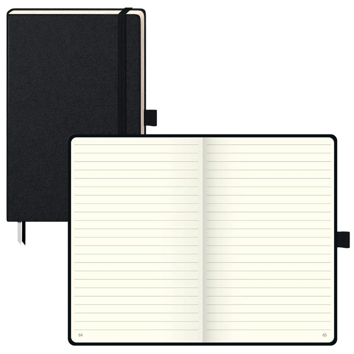 BRUNNEN Notizbuch KOMPAGNON ca. DIN A5, schwarz Hardcover 192, davon 16 zum Heraustrennen Seiten