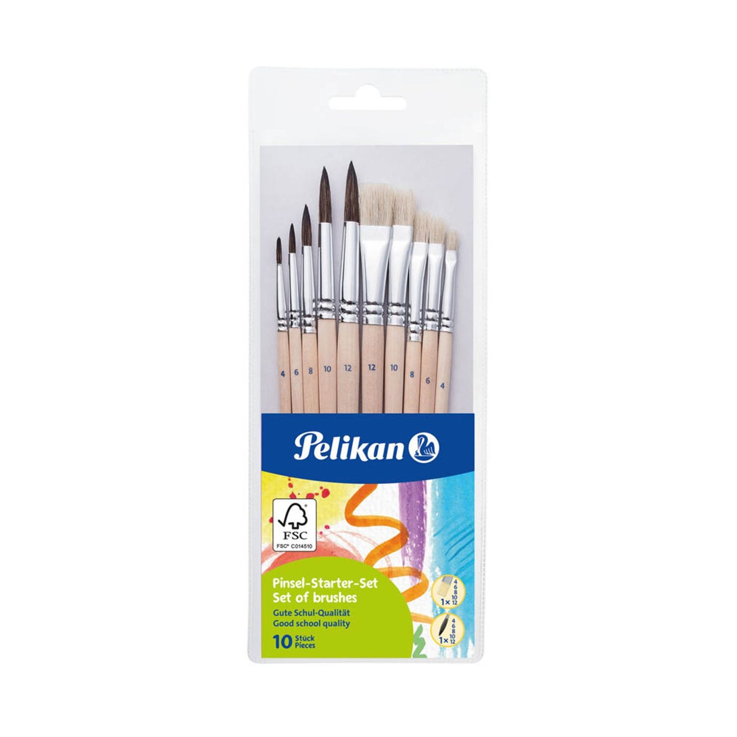 Pelikan Pinsel-Set Größe 4, 6, 8, 10, 12, 10-teilig | 400191587 | 1 Pack = 10 St.