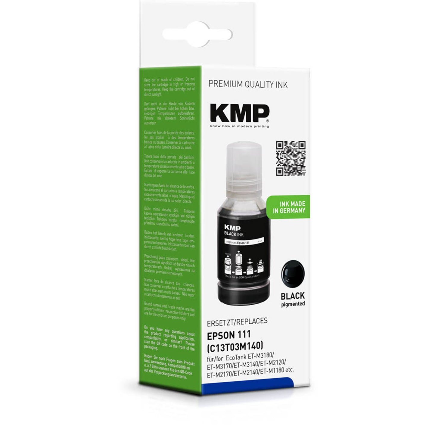 KMP schwarz Tintenflasche kompatibel zu EPSON 111 (T03M140) | 1649,1001
