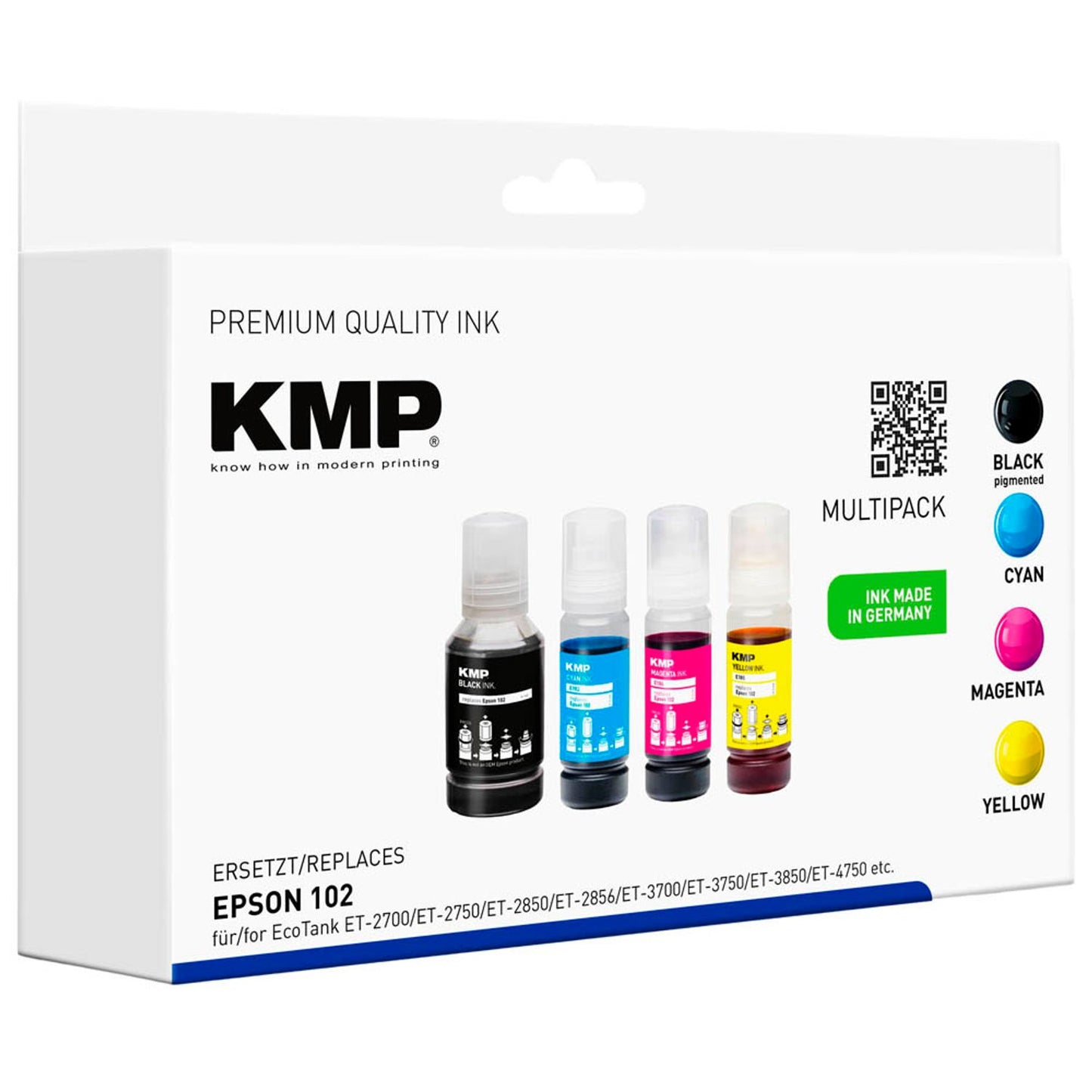 KMP schwarz, cyan, magenta, gelb Tintenflaschen kompatibel zu Canon GI51PGBK/C/M/Y, 4er-Set | 1582,1005 | 1 Pack = 4 St.