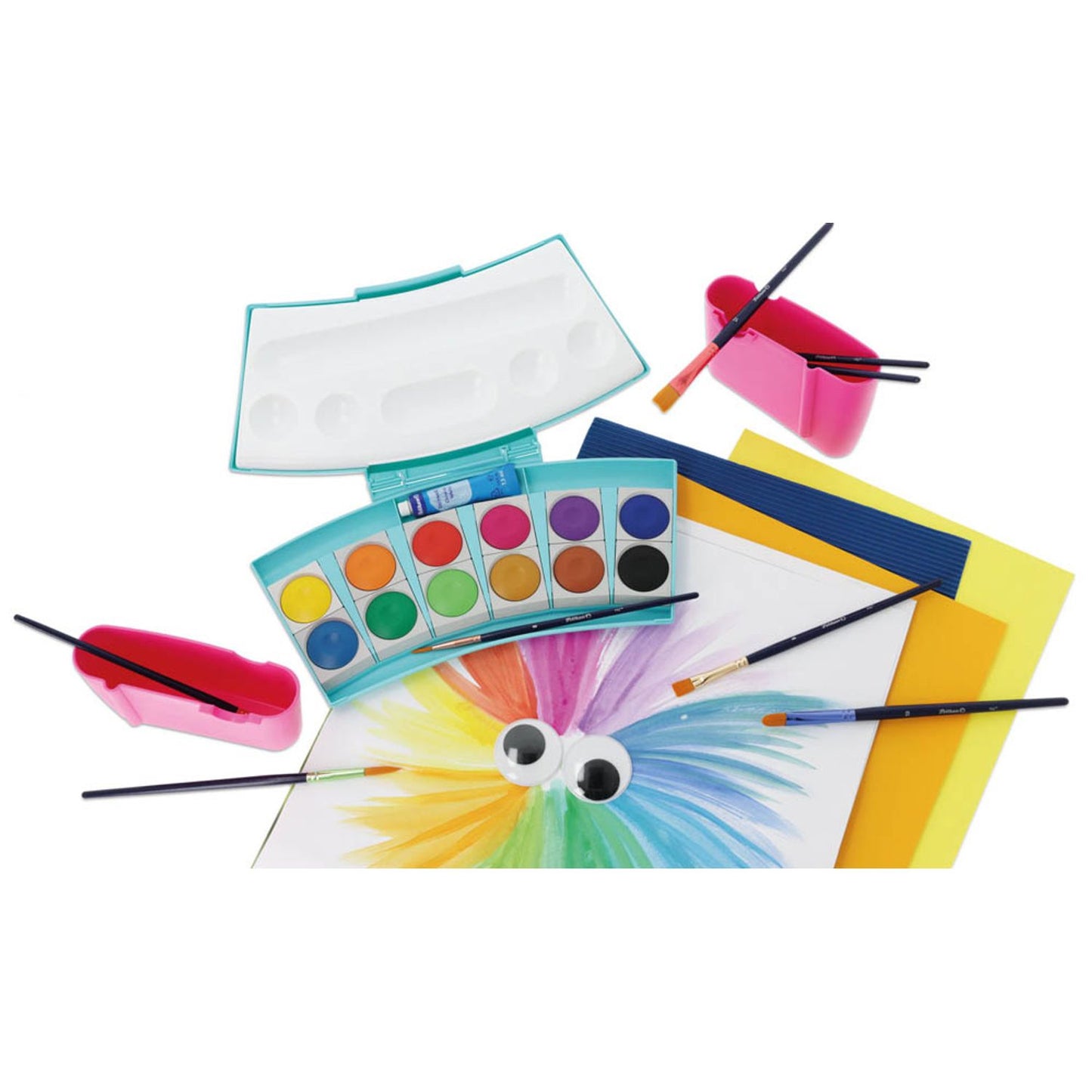 Pelikan 735PC/12 ProColor Wasserfarbkasten 2 Wasserboxen + Deckweiß und 12 Farben | 300008241