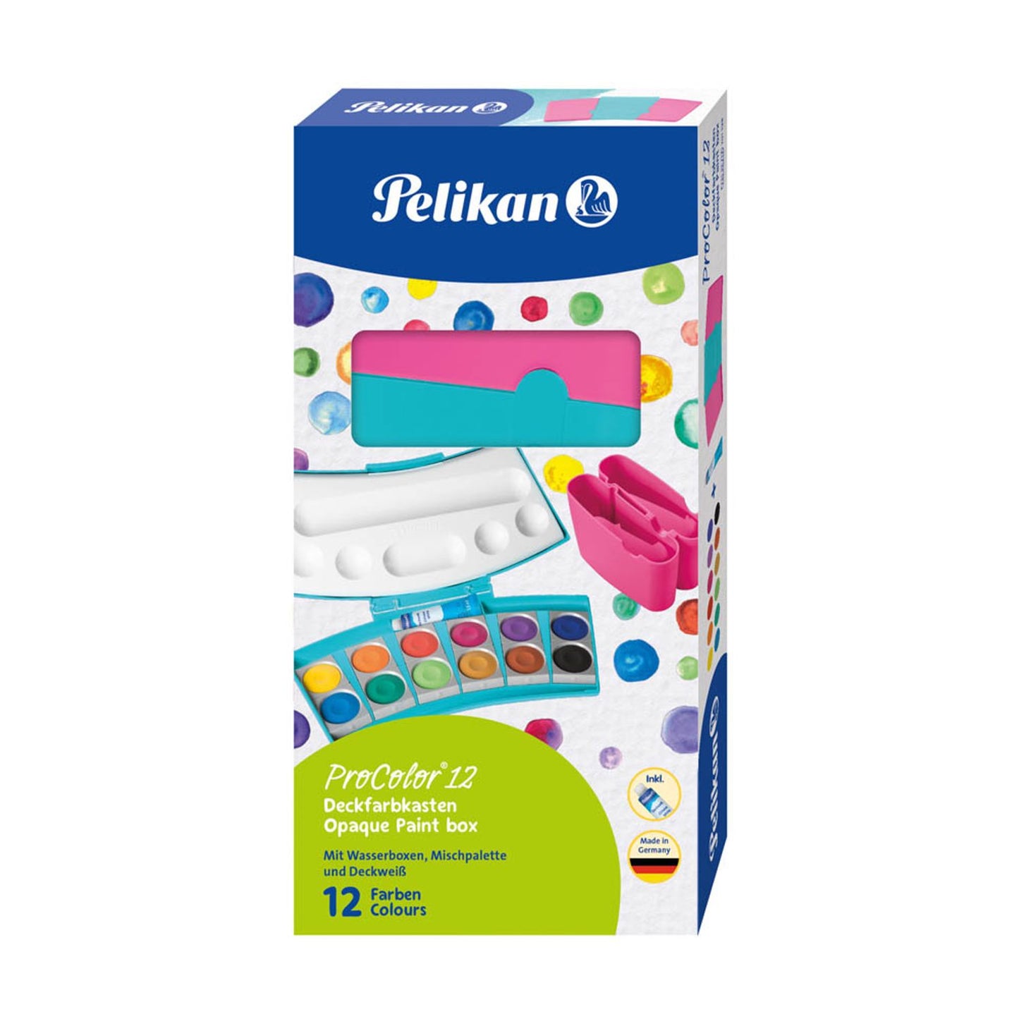 Pelikan 735PC/12 ProColor Wasserfarbkasten 2 Wasserboxen + Deckweiß und 12 Farben | 300008241
