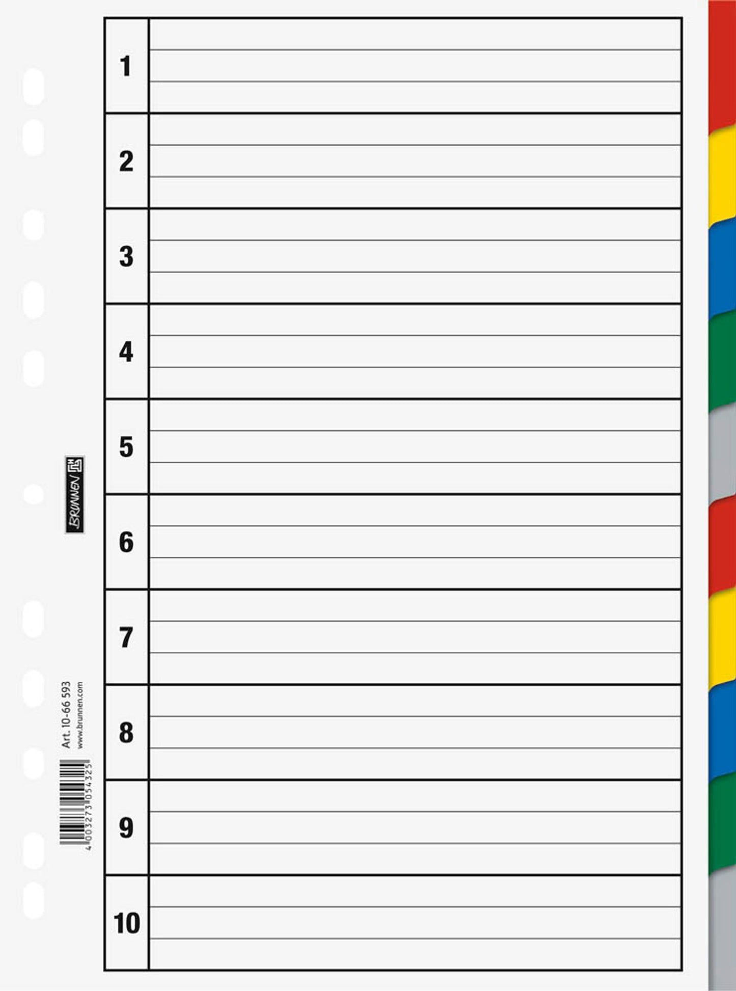 BRUNNEN Ordnerregister Vollformat blanko weiß, 1 St.