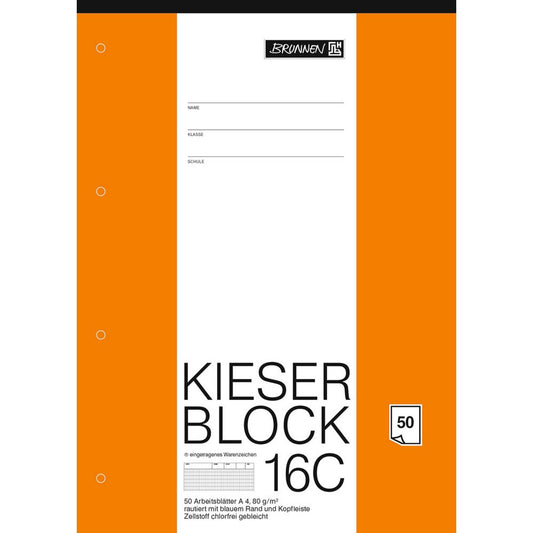 BRUNNEN Arbeitsblock Kieserblock DIN A4 rautiert Lineatur 16C | 1042926