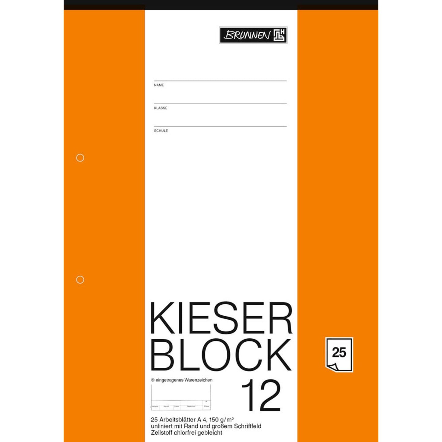 BRUNNEN Arbeitsblock Kieserblock DIN A4 blanko Lineatur 12 | 1042237