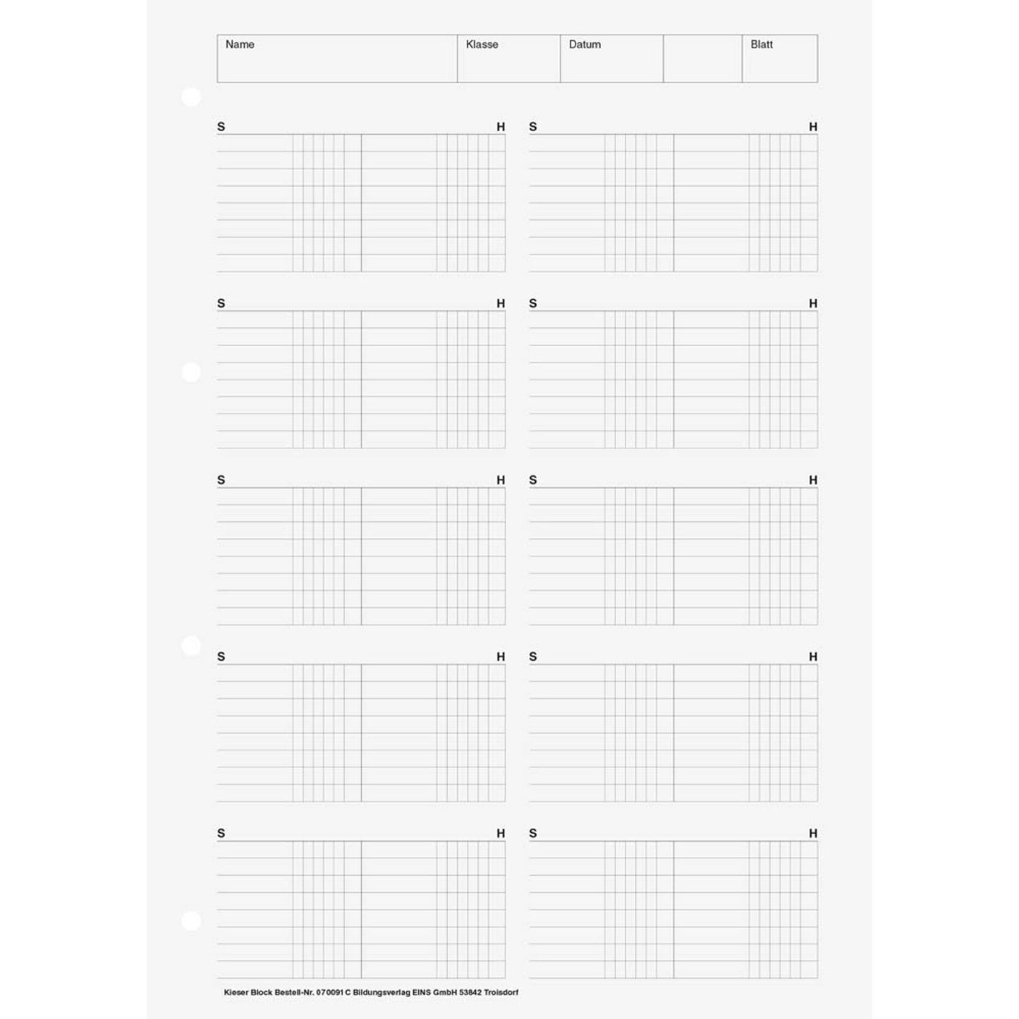BRUNNEN Arbeitsblock Kieserblock DIN A4 T-Konten Lineatur 91C | 1042931