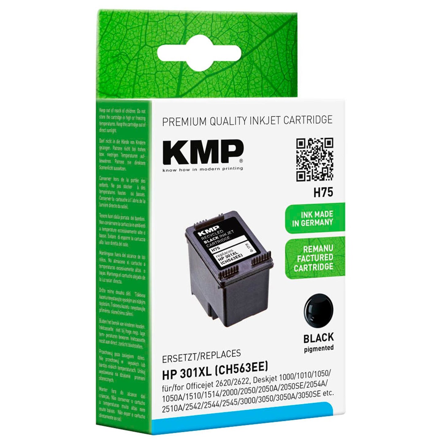 KMP H75 schwarz Druckerpatrone kompatibel zu HP 301XL (CH563EE) | 1719,4001