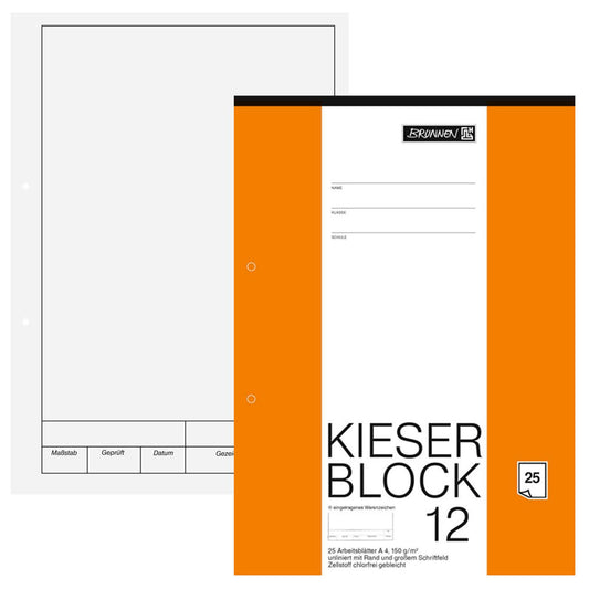 BRUNNEN Arbeitsblock Kieserblock DIN A4 blanko Lineatur 12 | 1042237