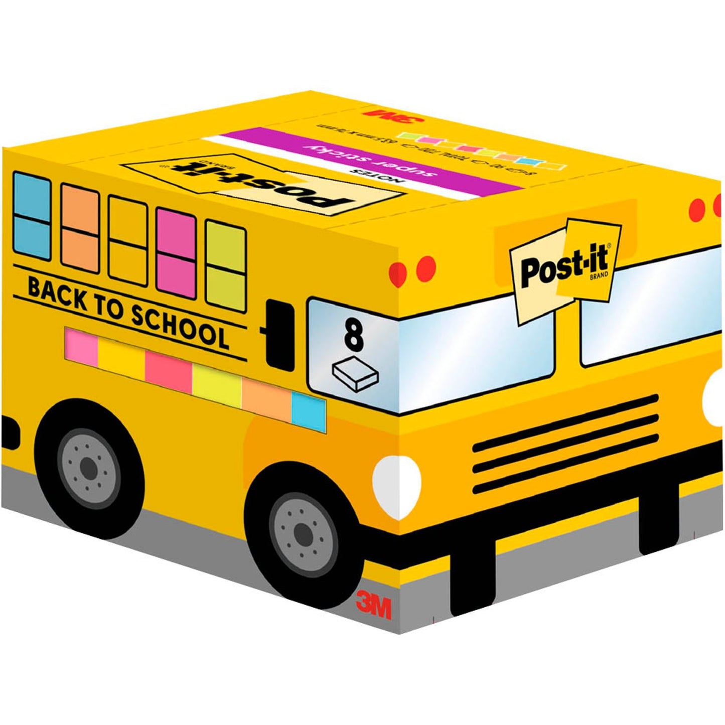 Post-it® Schulbus Haftnotizen extrastark farbsortiert, 8 Blöcke | 6720SS-8C | 1 Pack = 8 Blöcke