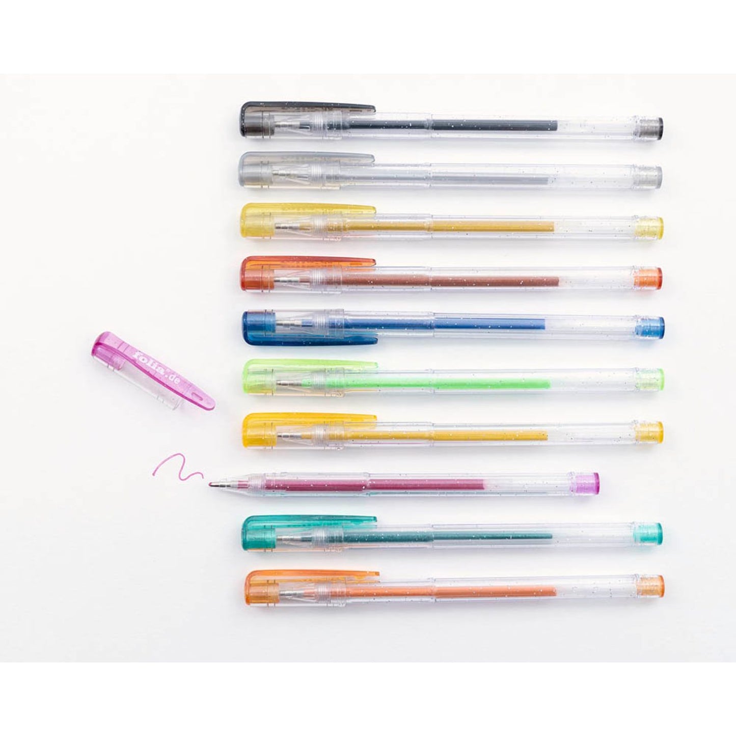 folia Glitter Gelschreiber-Set transparent 1,0 mm, Schreibfarbe: farbsortiert | 1913 | 1 Pack = 10 St.