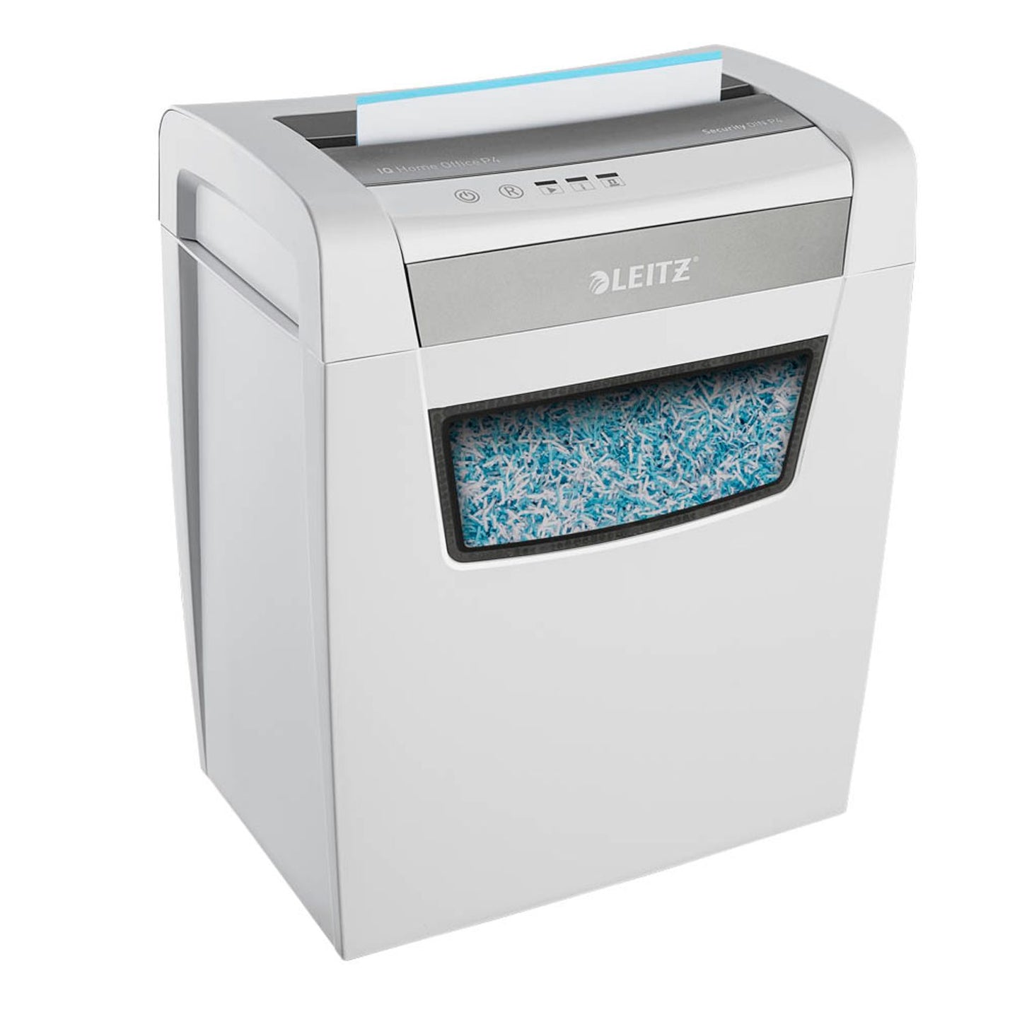 LEITZ IQ Home Office Aktenvernichter mit Partikelschnitt P-4, 4 x 28 mm, bis , weiß | 80090000