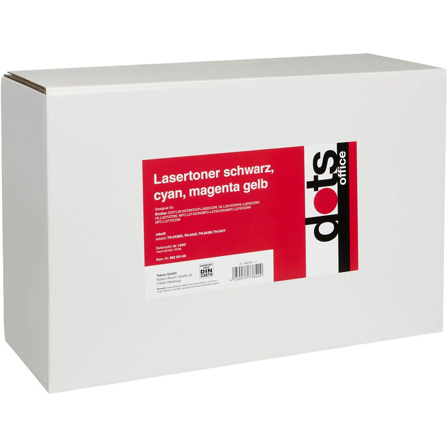 dots schwarz, cyan, magenta, gelb Toner kompatibel zu brother TN243BK/C/M/Y, 4er-Set | 1268,0005-DOTS | 1 Pack = 4 St.
