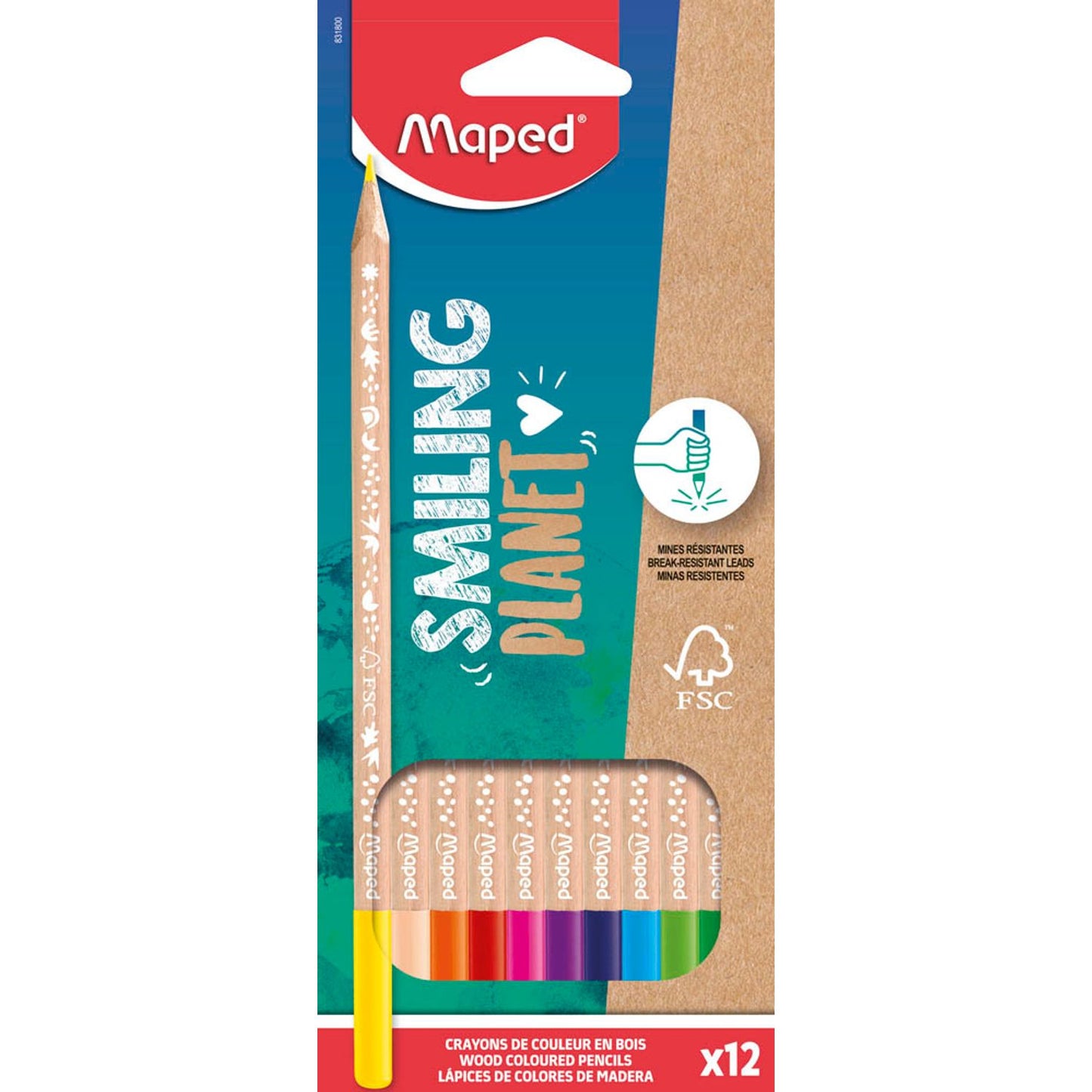 maped Smiling Planet Buntstifte farbsortiert | 831800FC | 1 Pack = 12 St.