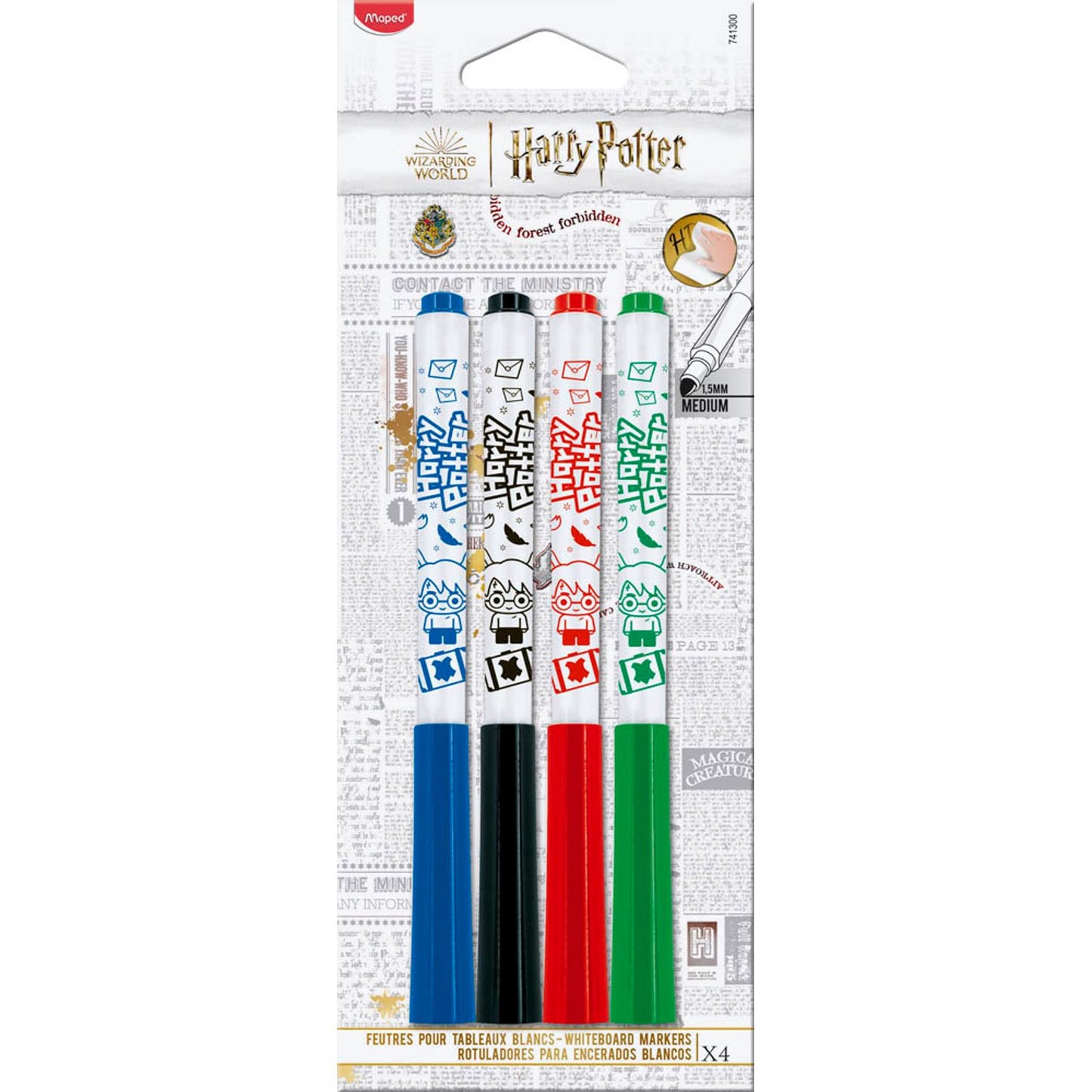 maped Harry Potter Whiteboard-Marker-Set farbsortiert 1,5 mm | 741300 | 1 Pack = 4 St.