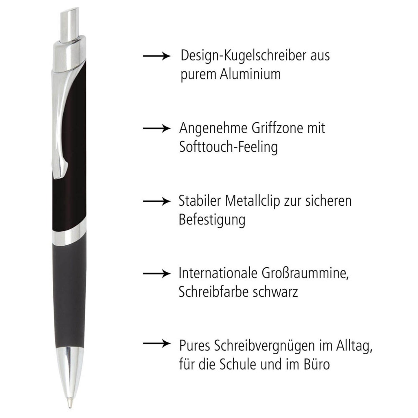 ONLINE® Kugelschreiber Sporty schwarz, Schreibfarbe: schwarz | 31692/3D