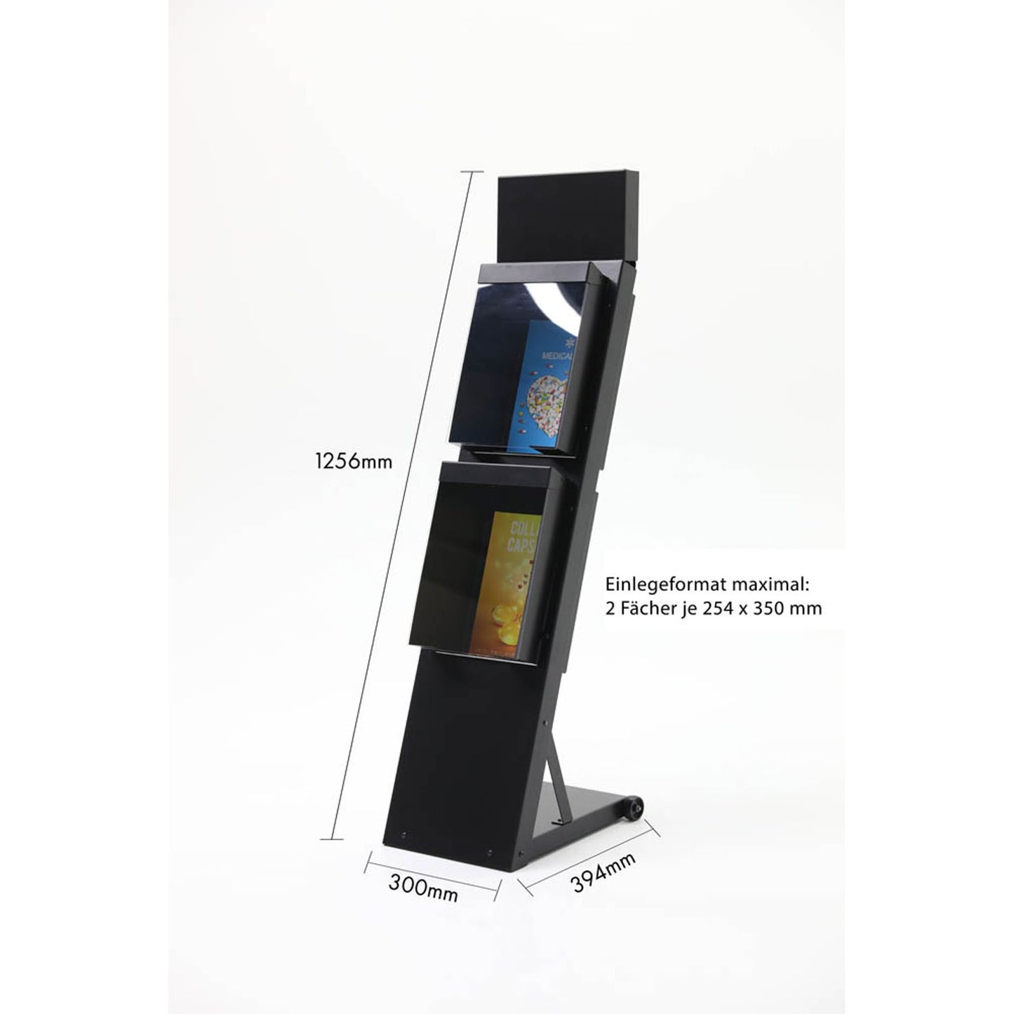 update displays Prospektständer Outdoor BLACK schwarz DIN A4 2 Fächer | PRJ0101652