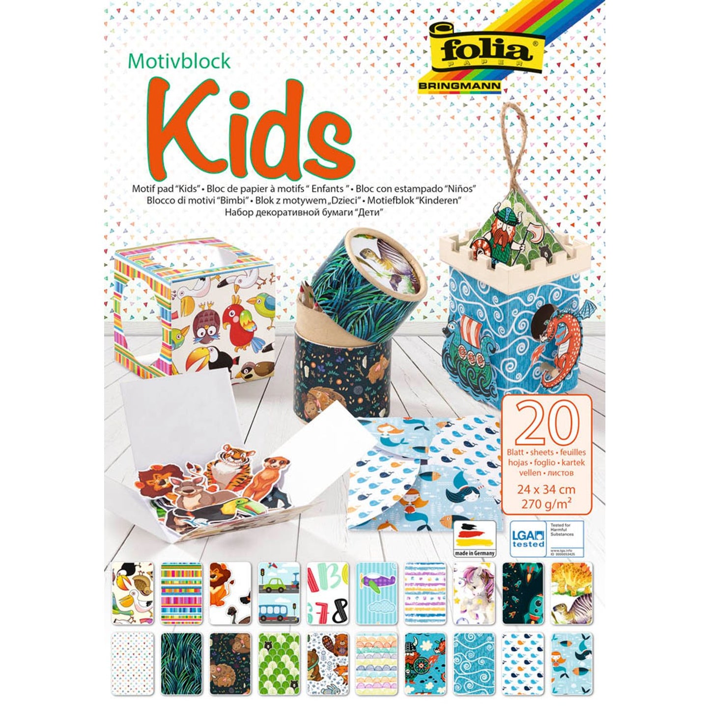 folia Motivblock Kids farbsortiert 270 g/qm | 48949 | 1 Pack = 20 St.