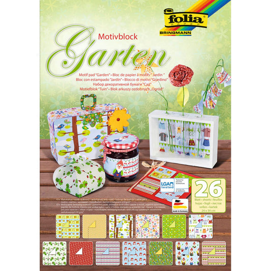 folia Motivblock Garten farbsortiert 80/270 g/qm | 47149 | 1 Pack = 26 St.