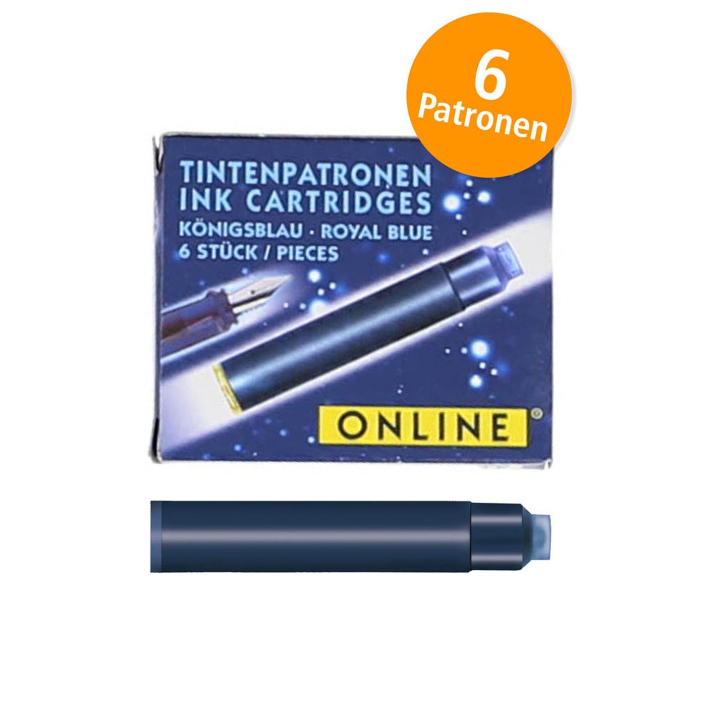ONLINE® Tintenpatronen für Füller königsblau | 17113/12 | 1 Pack = 6 St.