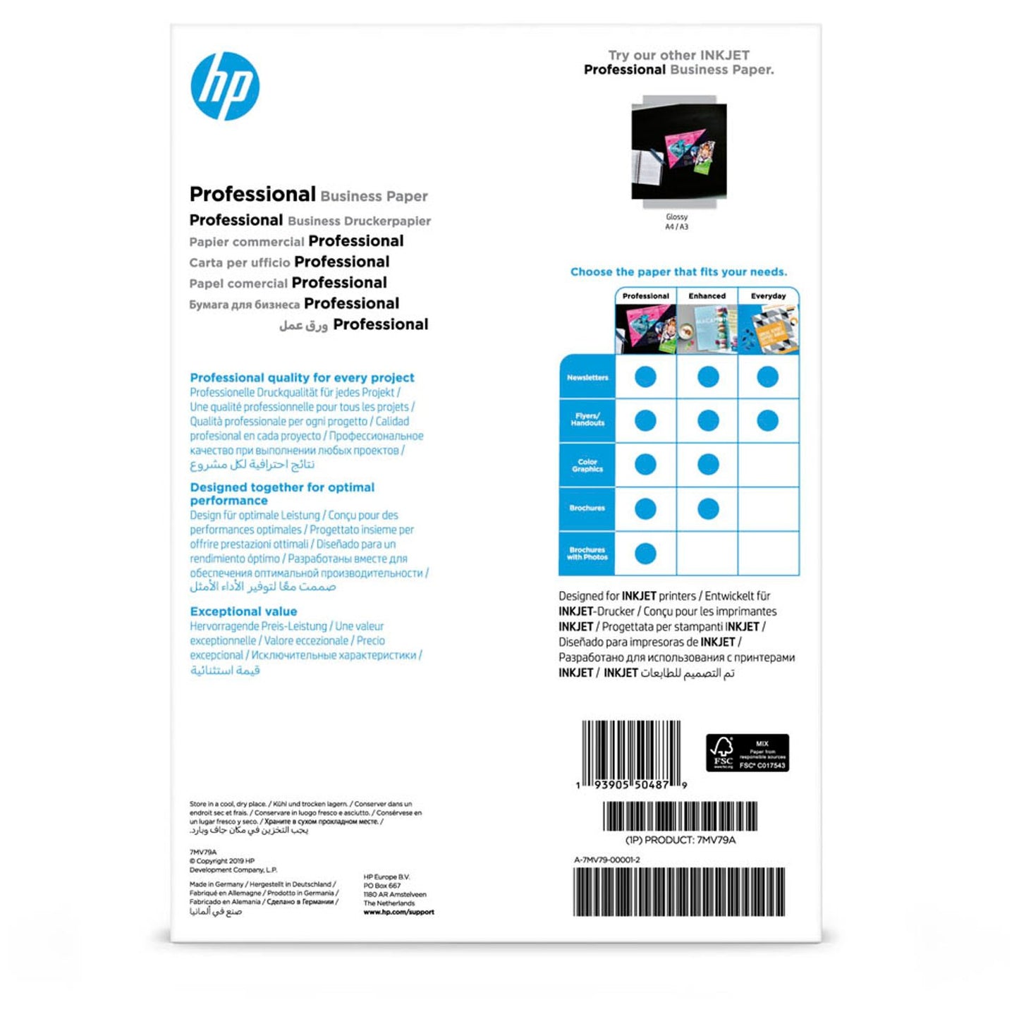 HP Fotopapier DIN A4 matt 180 g/qm | 7MV79A | 1 Pack = 150 Blatt
